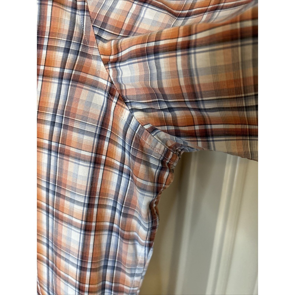 Banana Republic men's XL Shirt orange gray white plaid long sleeve - Picture 7 of 12